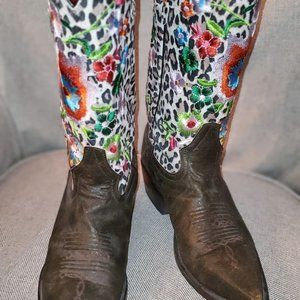 Macie Bean Leopard Cowgirl Boots